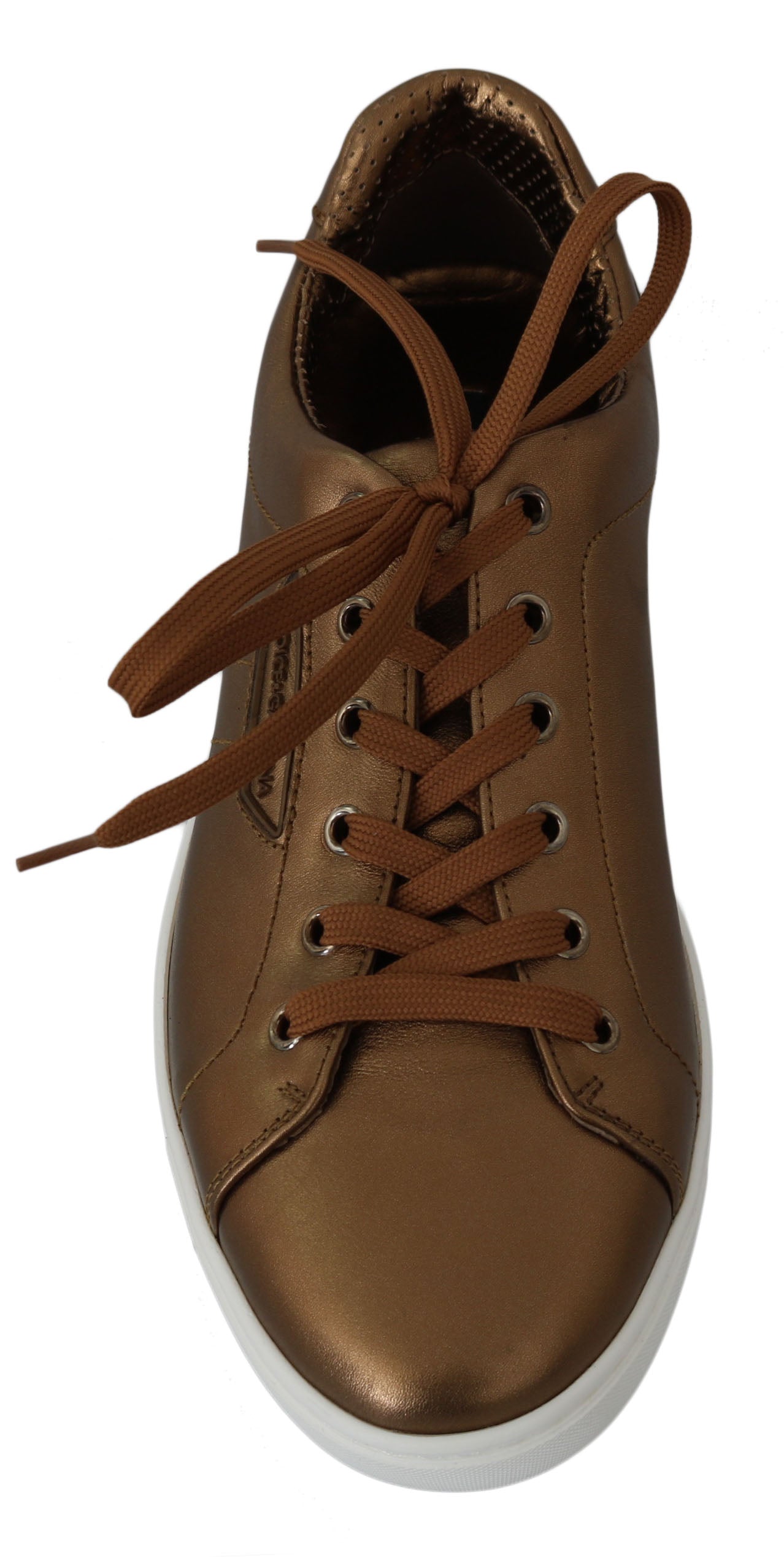 Golden Metallic Leather Sneakers - ventzia