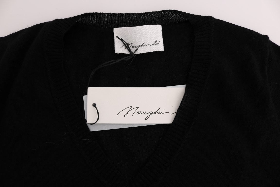 Black 100% Lana Wool Blouse Women T-shirt Top - ventzia