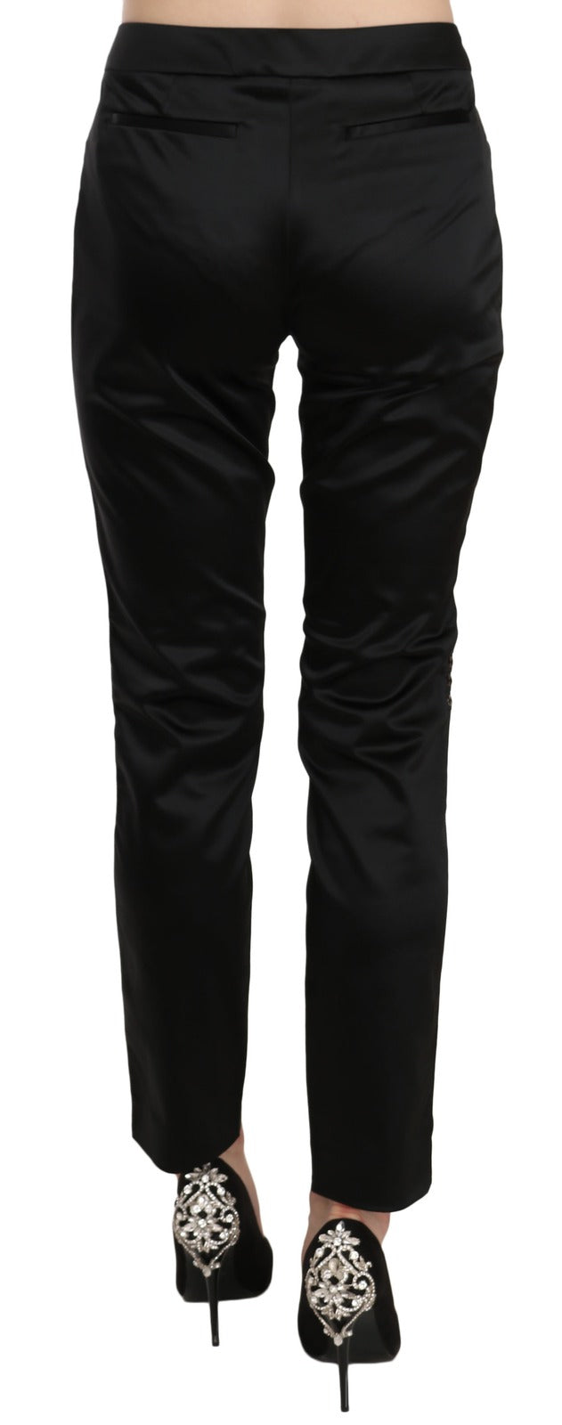 Black Mid Waist Skinny Dress Formal Trousers Pants - ventzia