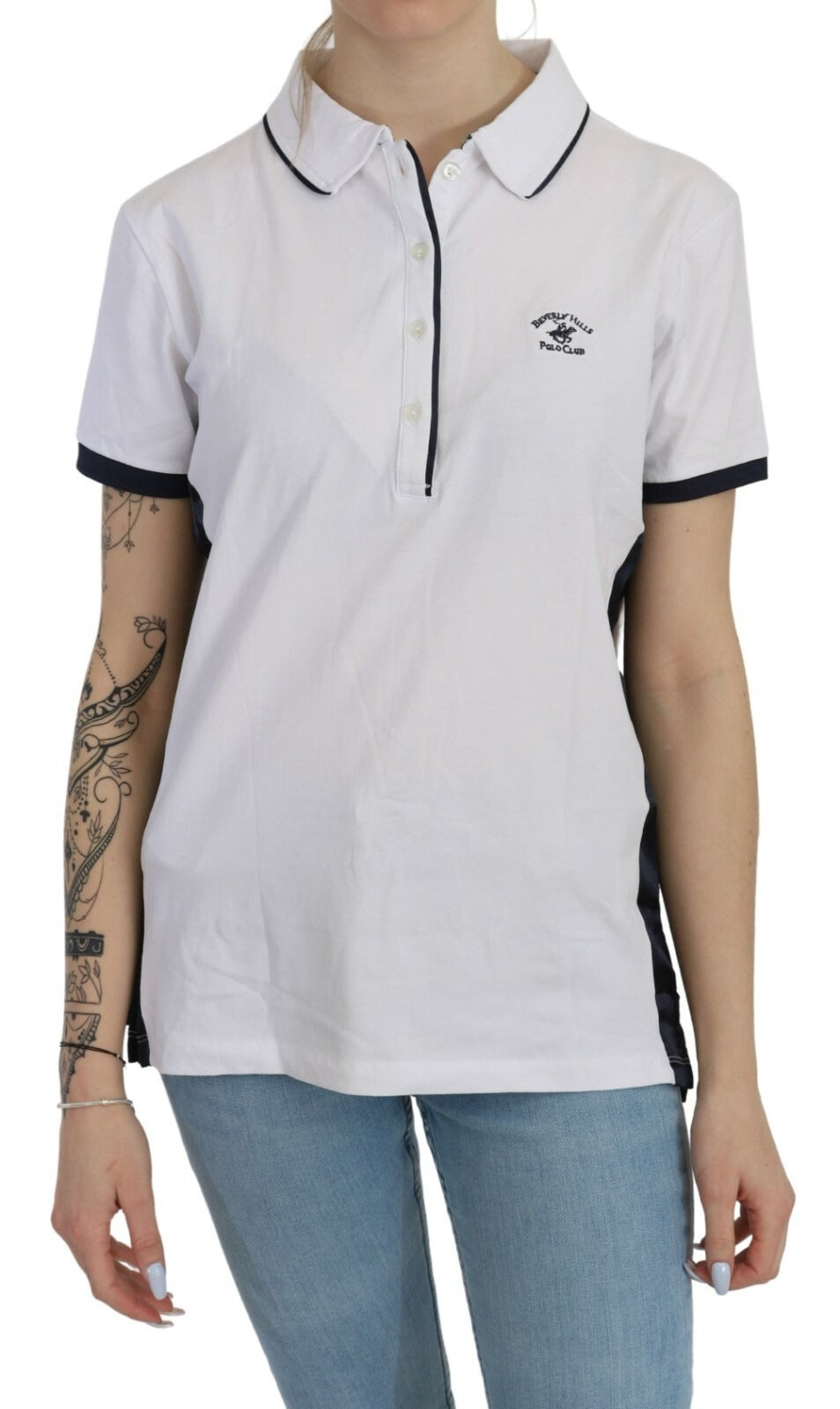Cotton White Collared Short Sleeve Top - ventzia