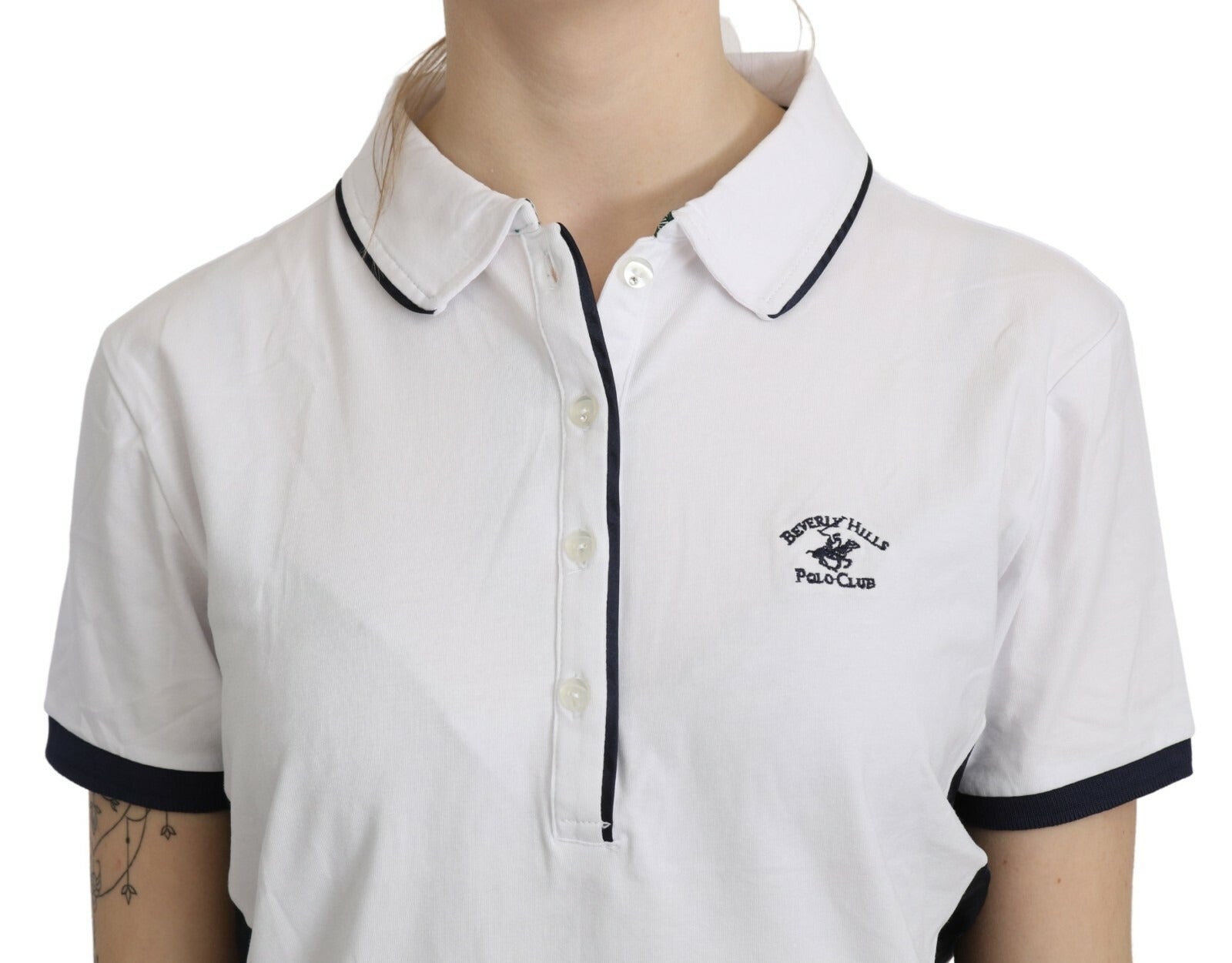 Cotton White Collared Short Sleeve Top - ventzia