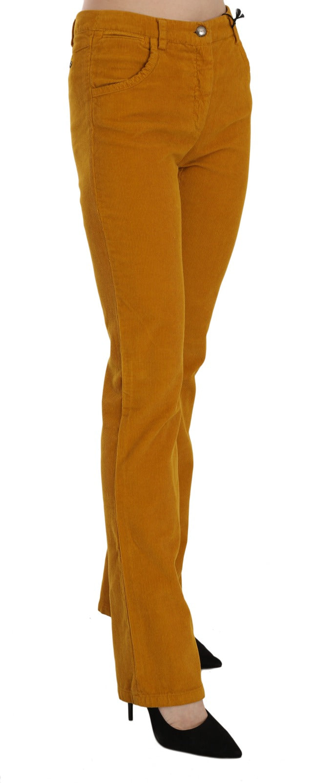 Orange High Waist Straight Trouser Pants - ventzia