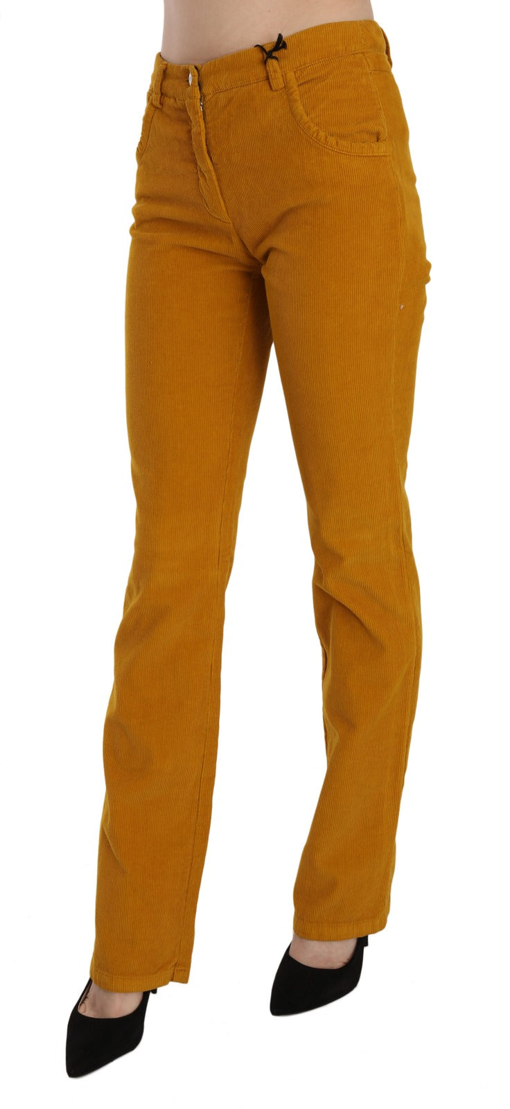Orange High Waist Straight Trouser Pants - ventzia