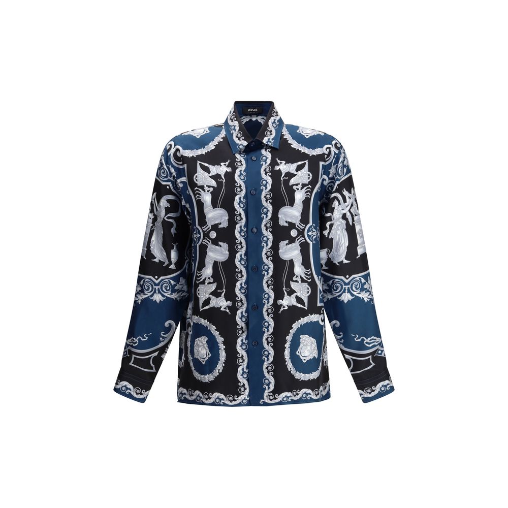 Blue Silk Pattern Shirt - ventzia