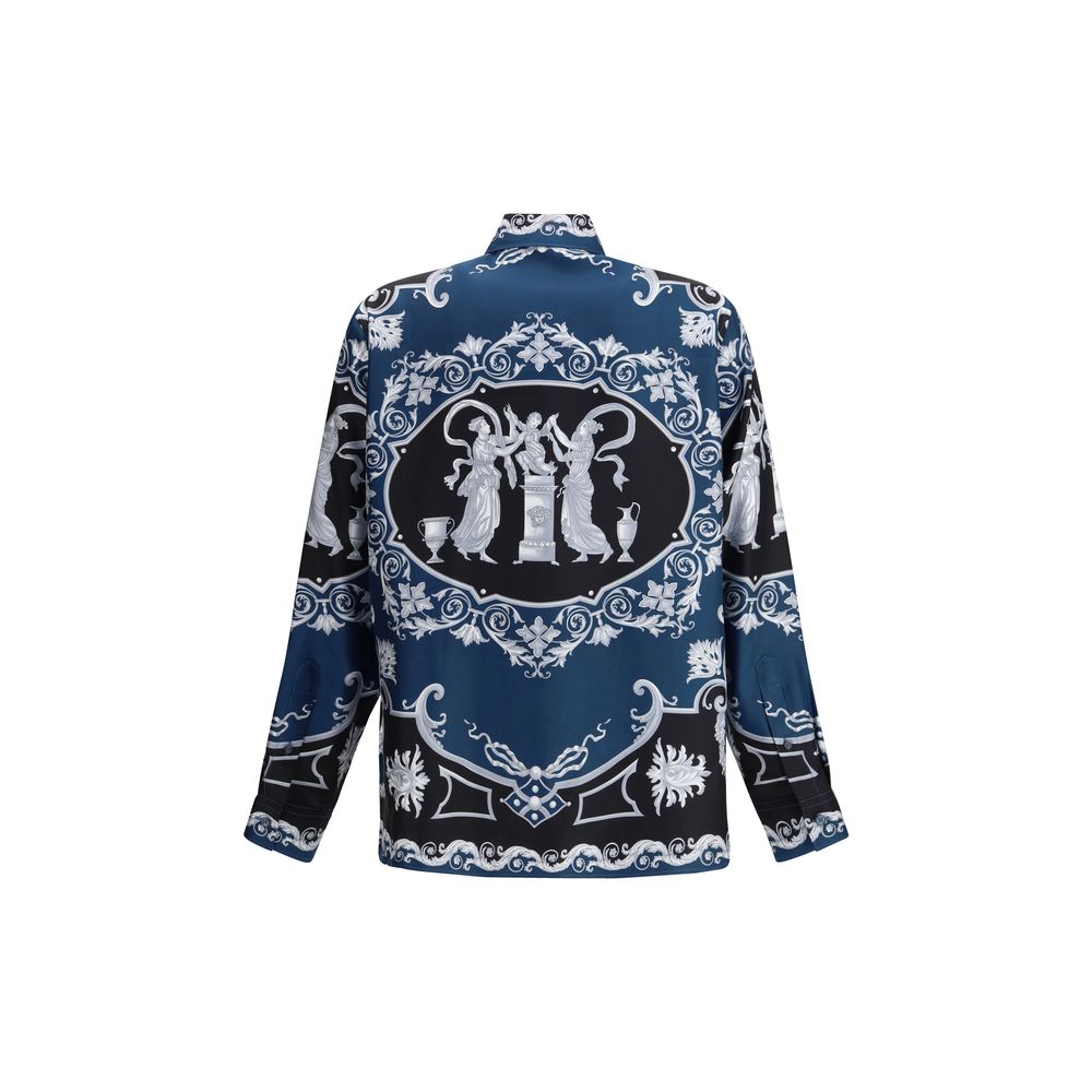 Blue Silk Pattern Shirt - ventzia