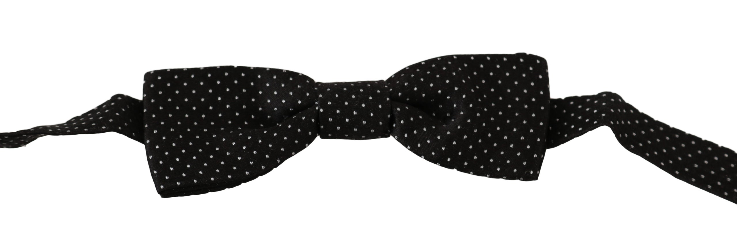 Elegant Black Polka Dot Silk Bow Tie - ventzia