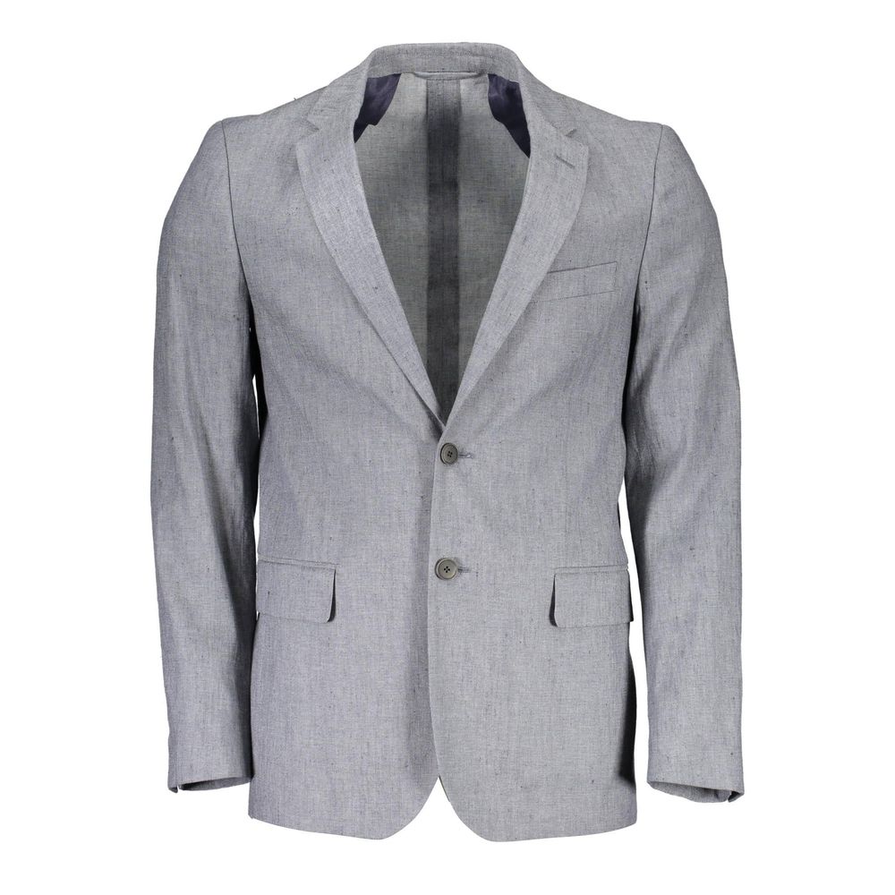 Gray Cotton Blazer - ventzia