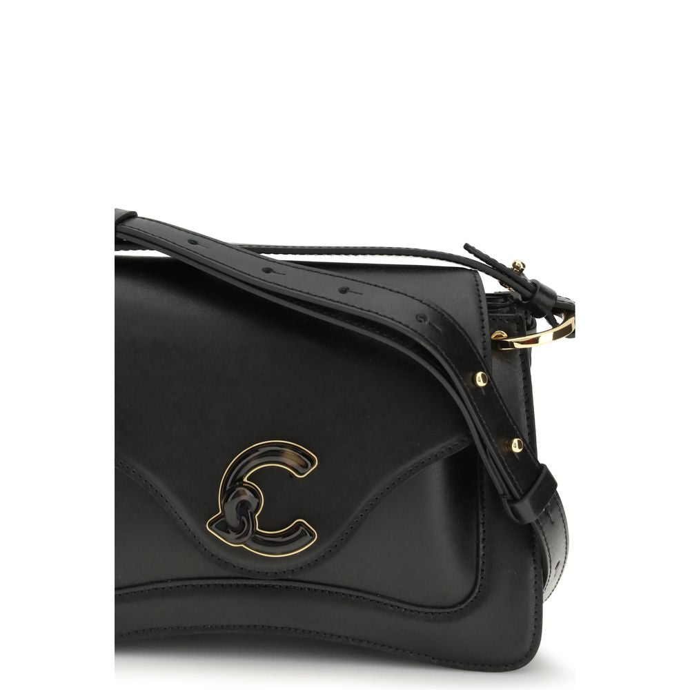 Black Calf Leather Bos Taurus Shoulder Bag - ventzia