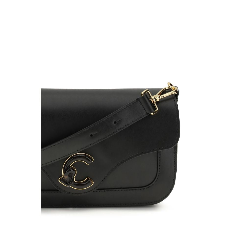 Black Calf Leather Bos Taurus Shoulder Bag - ventzia