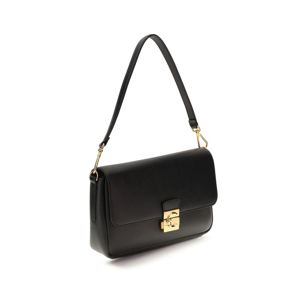Black Calf Leather Bos Taurus Shoulder Bag - ventzia