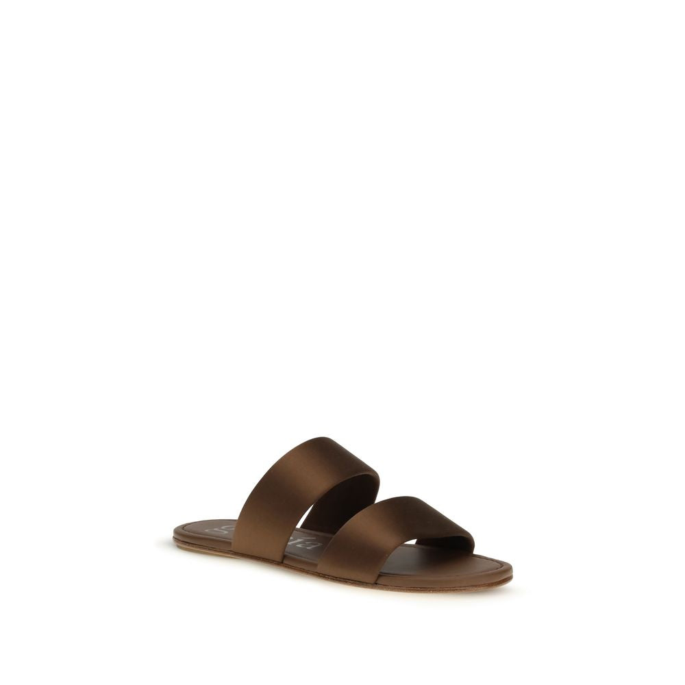 Brown Silk Sandals - ventzia