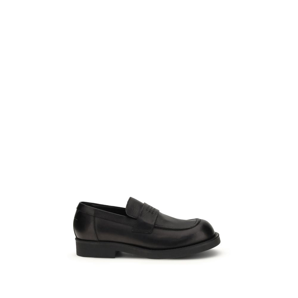 Black Calf Leather Bos Taurus Slip-On Loafers - ventzia