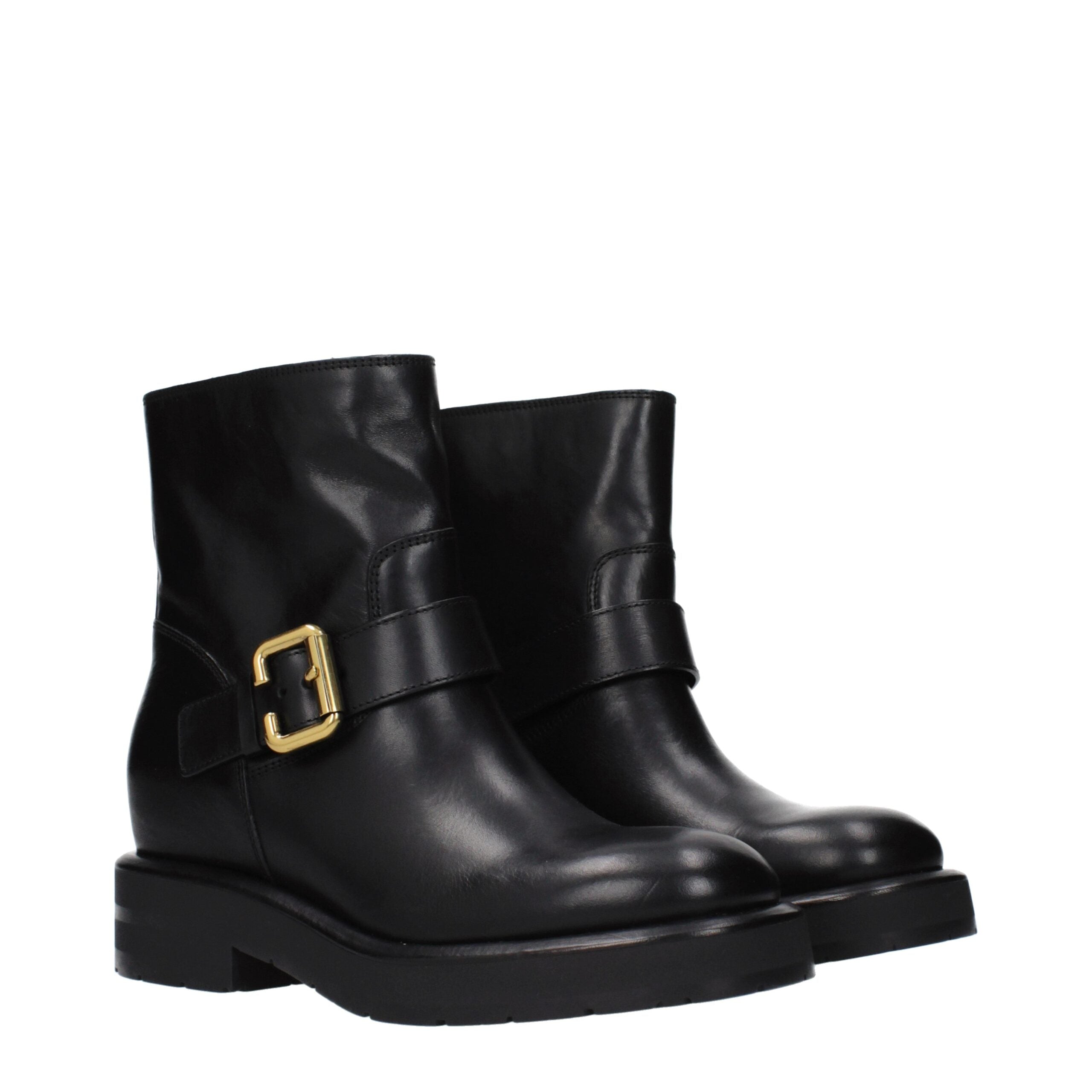 Black Leather Ankle Boots - ventzia