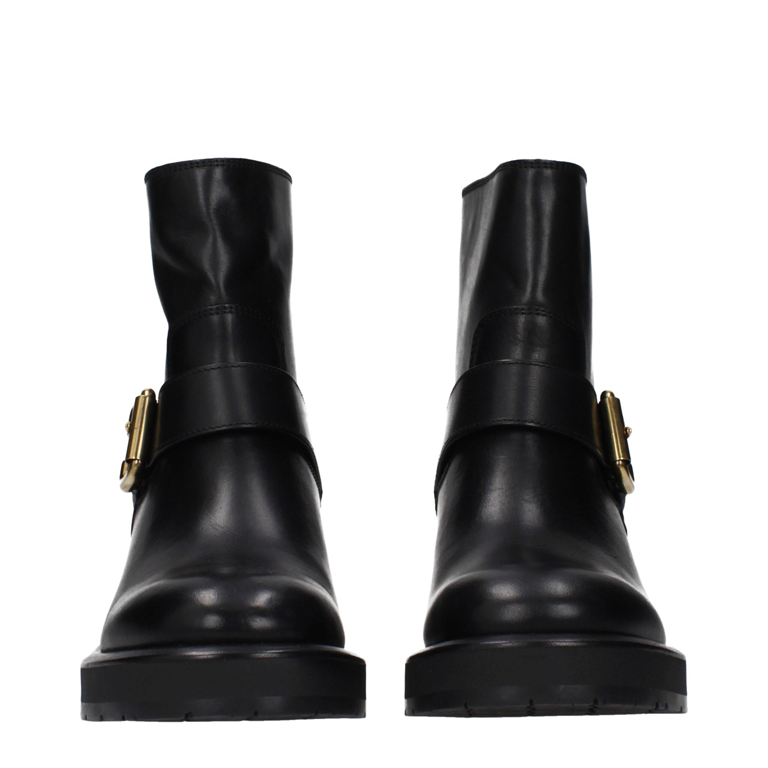 Black Leather Ankle Boots - ventzia