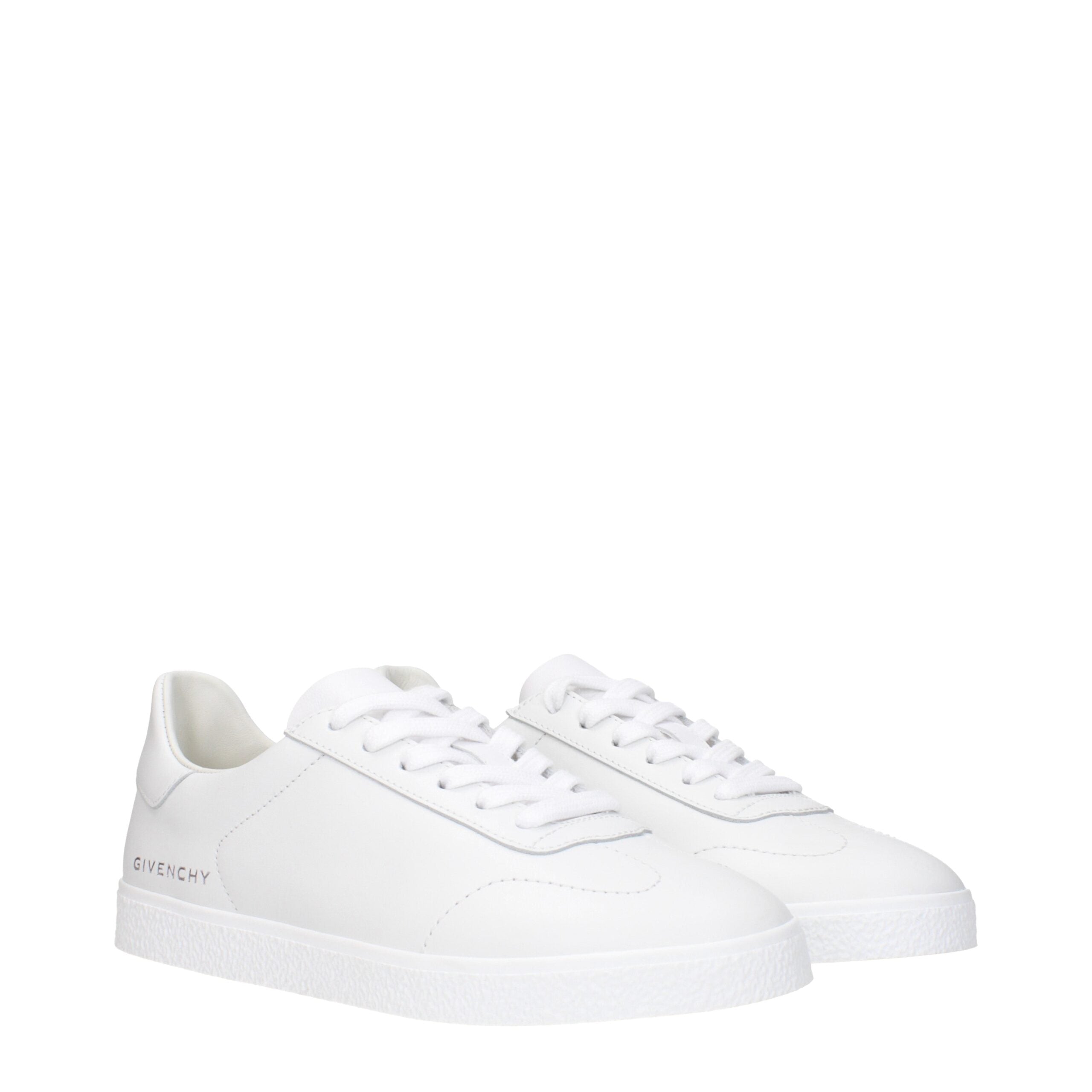 White Leather Low Top Sneakers - ventzia
