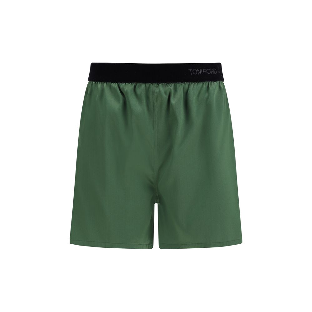 Bicolor Silk Bermuda Shorts