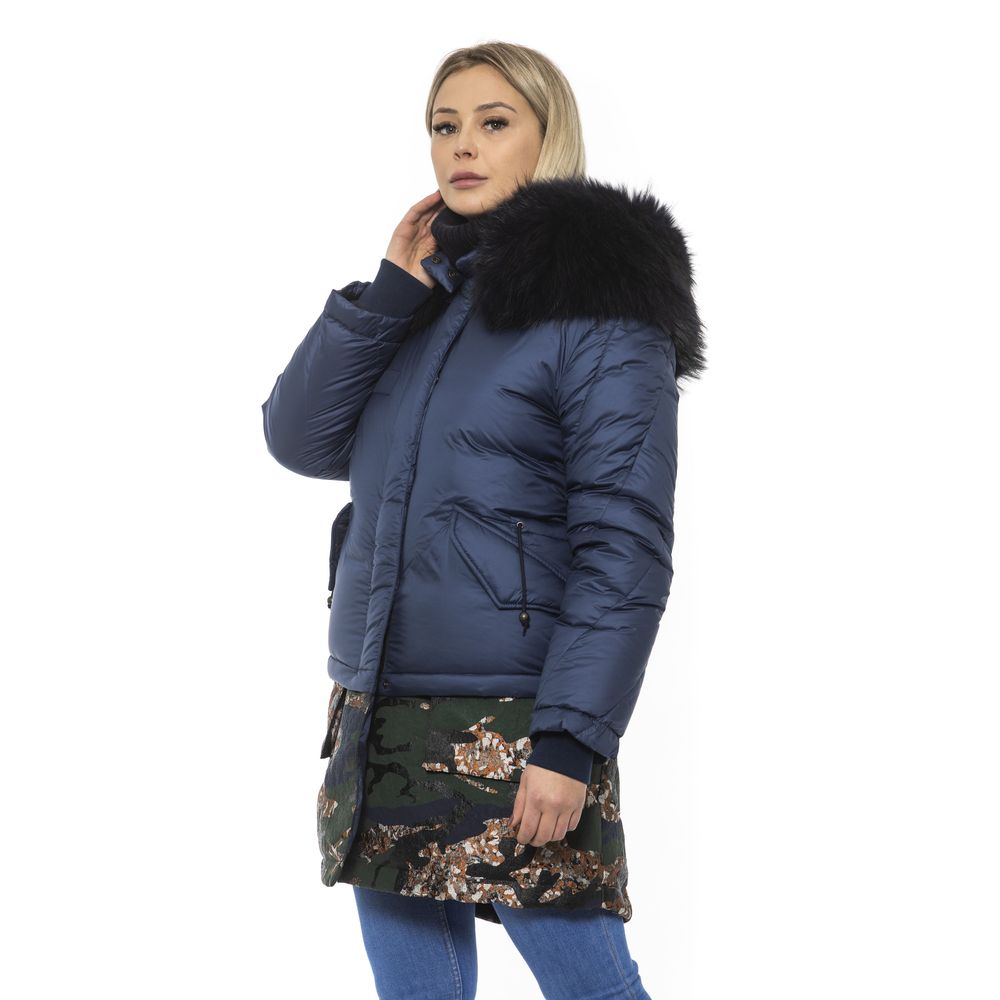 Blue Poly Parka with Hood for Women - ventzia