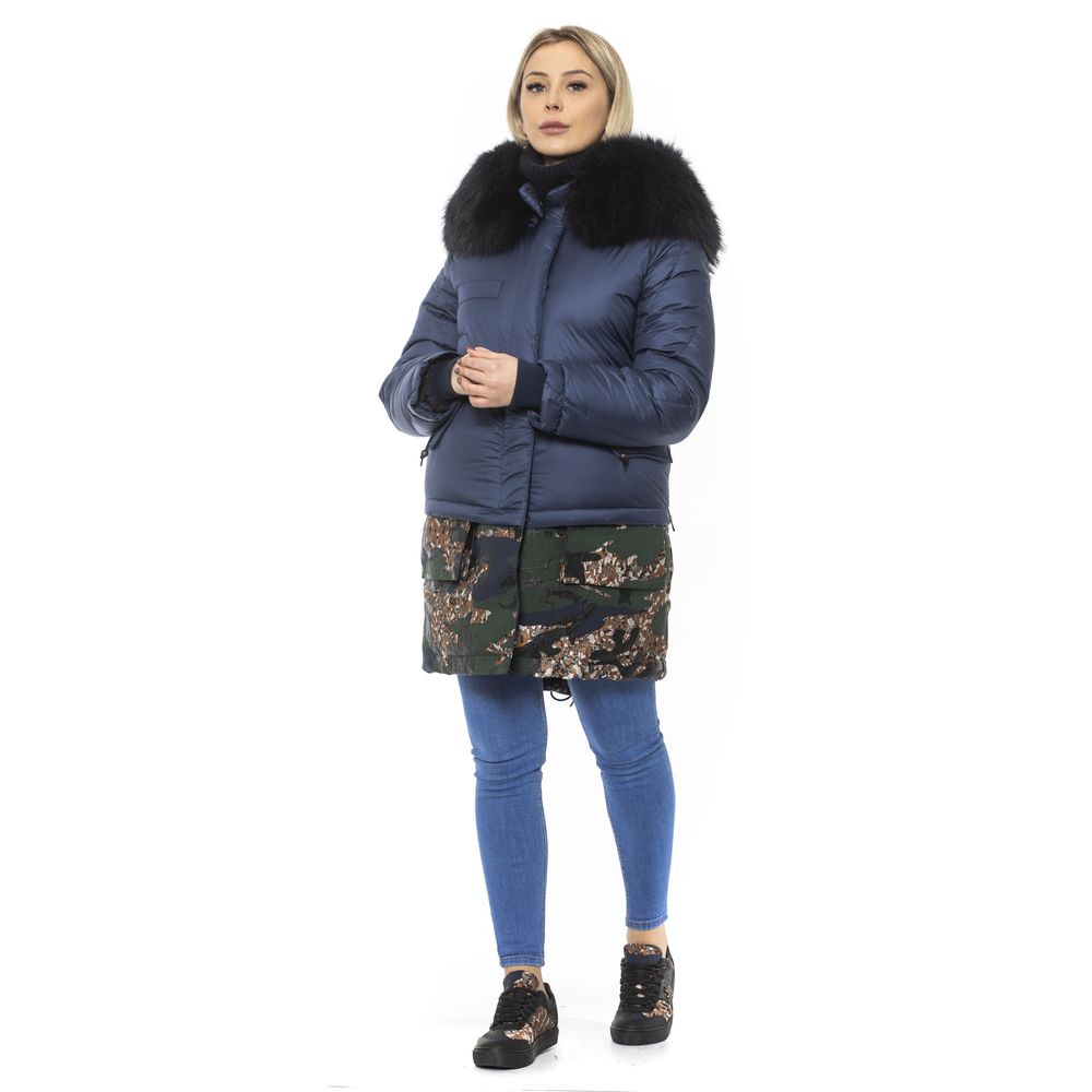 Blue Poly Parka with Hood for Women - ventzia