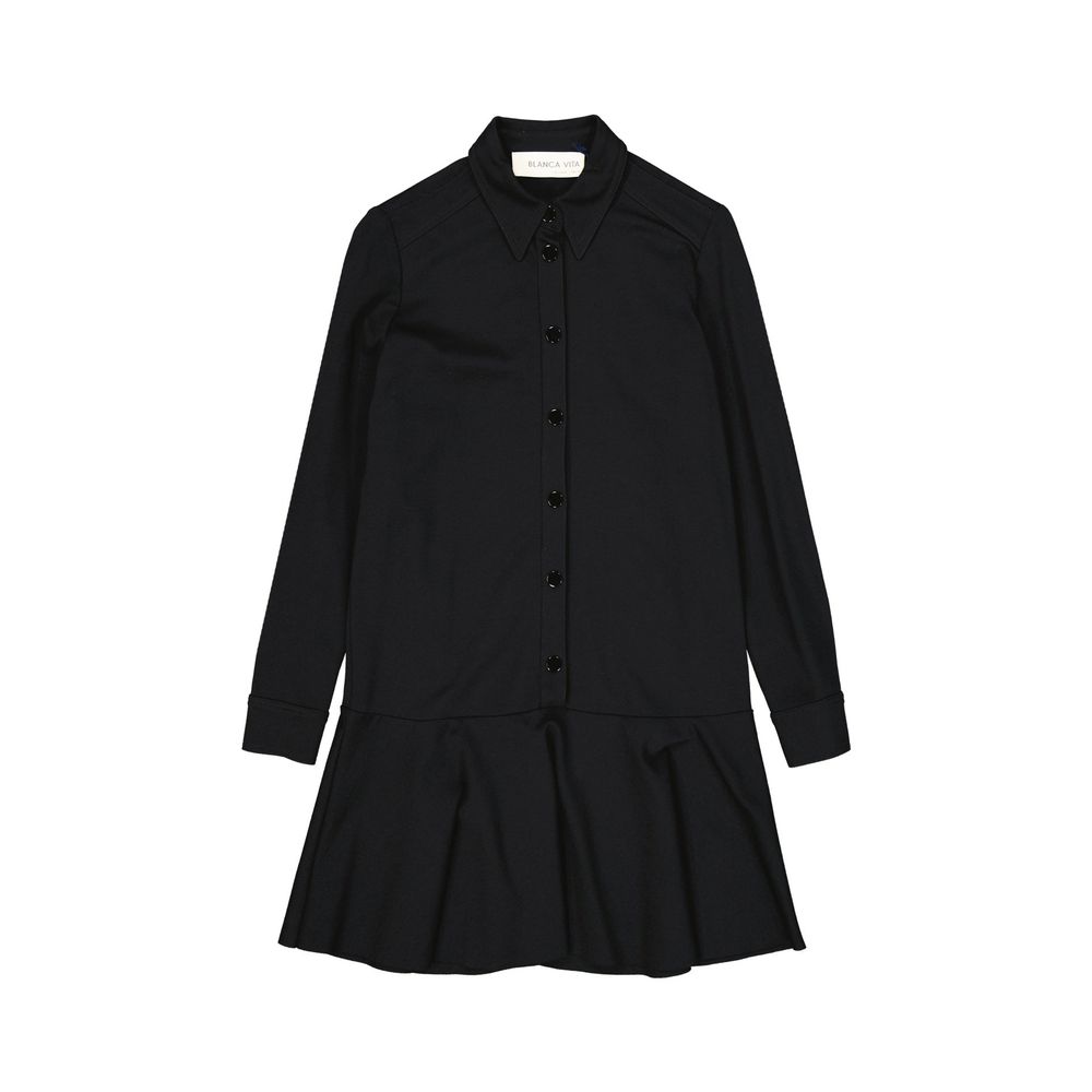 Black Elastane Casual Dress - ventzia