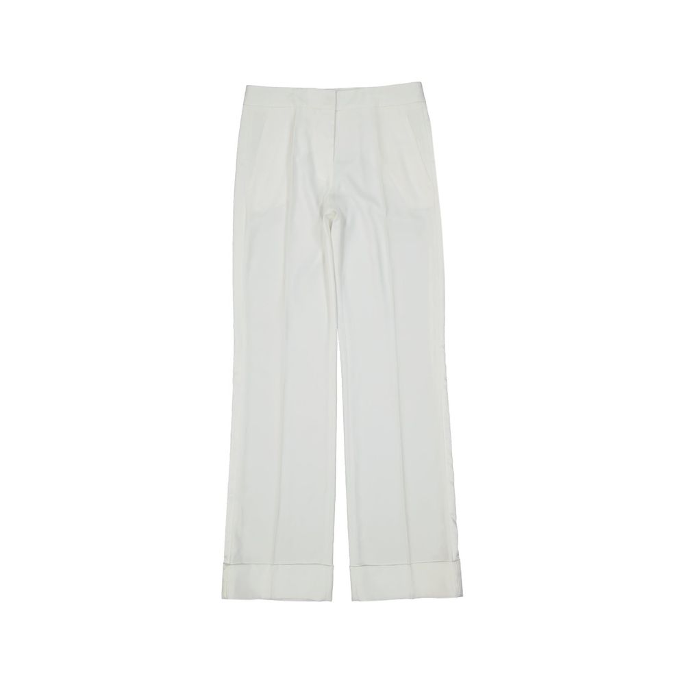 White Polyester Casual Pants - ventzia