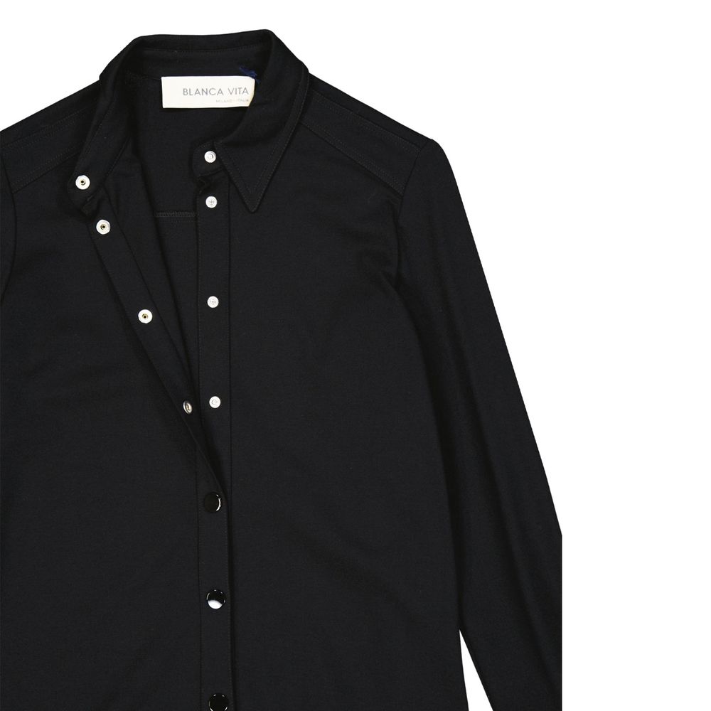 Black Elastane Casual Dress - ventzia