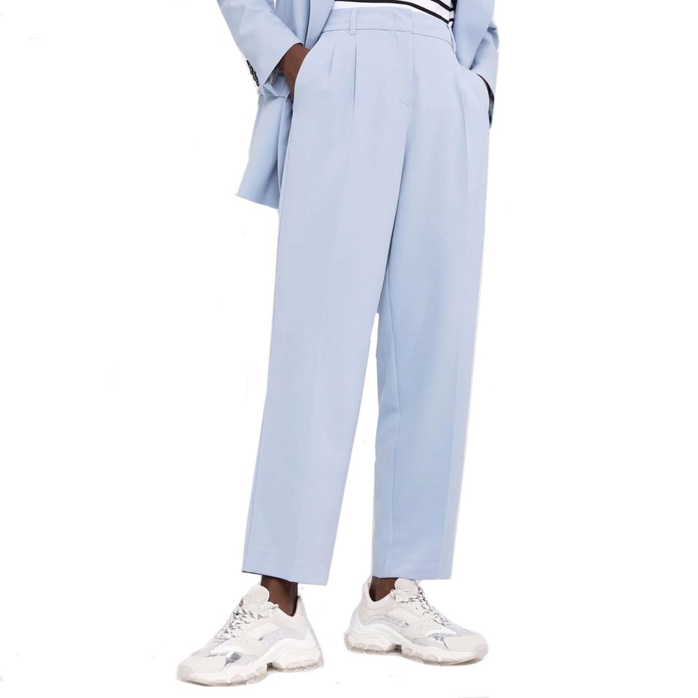 Blue Elastane Dress Pants - ventzia