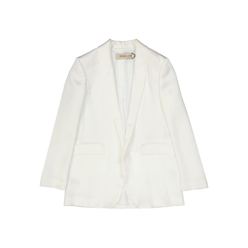 White Polyester Jackets And Coat - ventzia