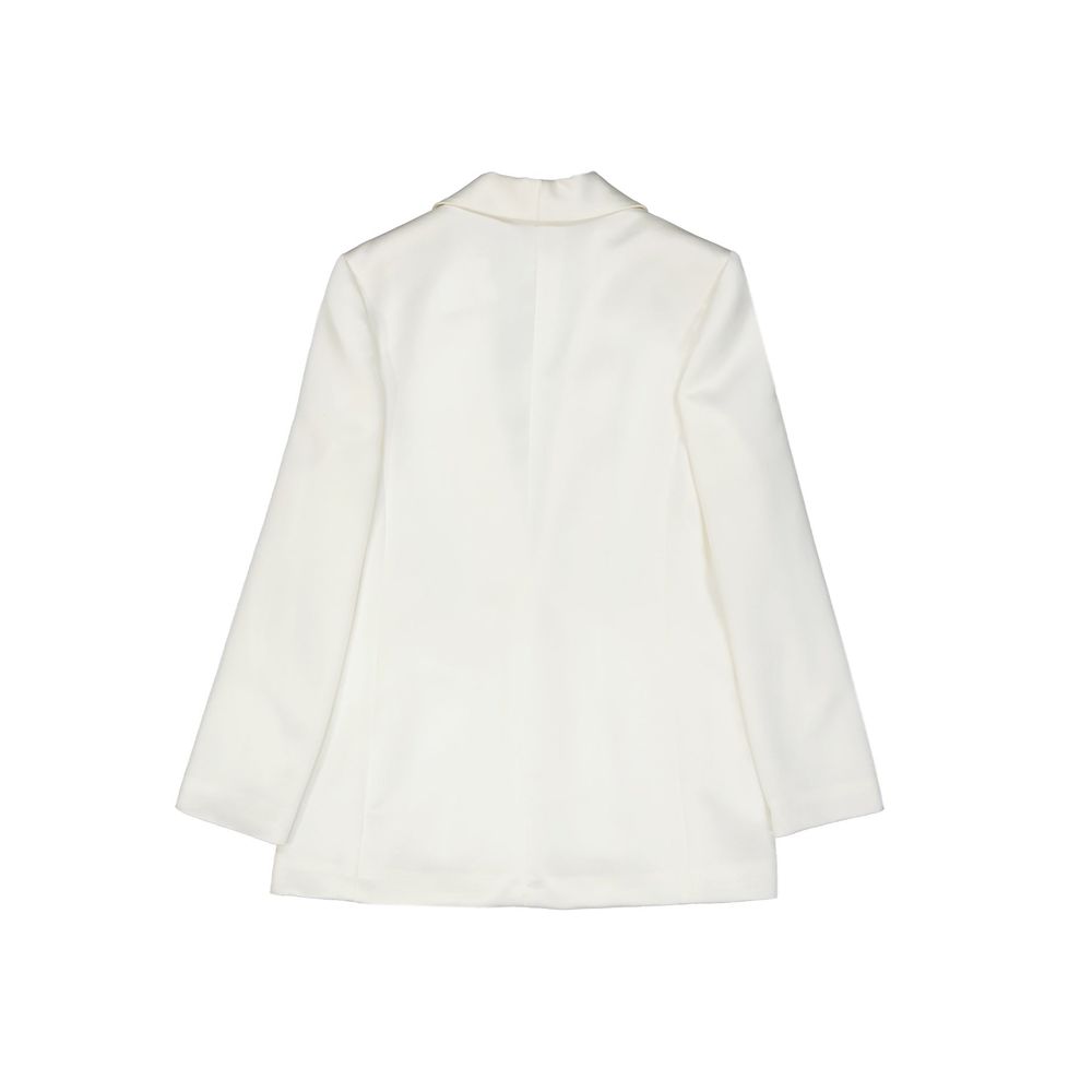 White Polyester Jackets And Coat - ventzia