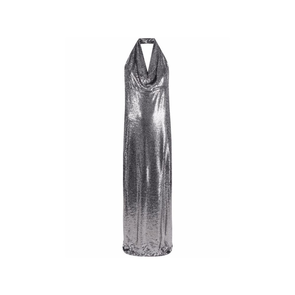 Silver Elastane Cocktail Dress - ventzia