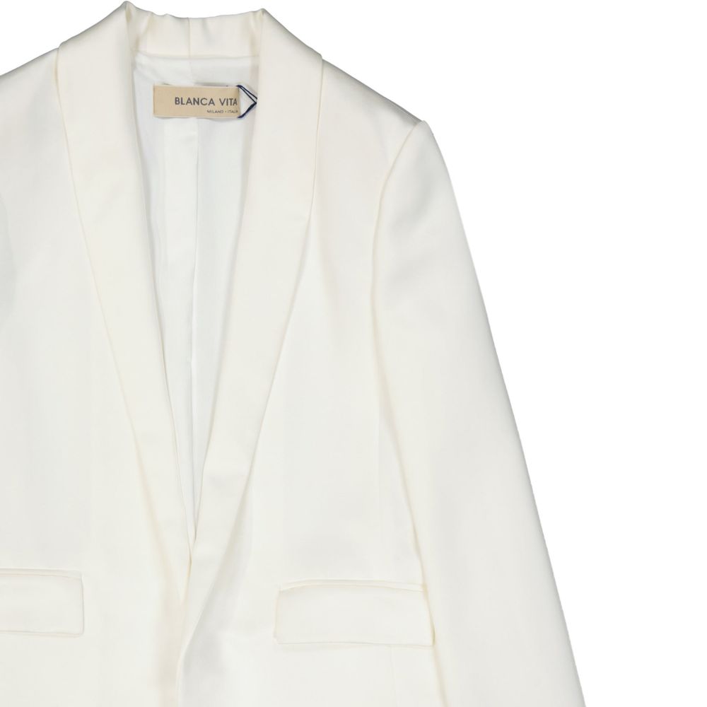 White Polyester Jackets And Coat - ventzia