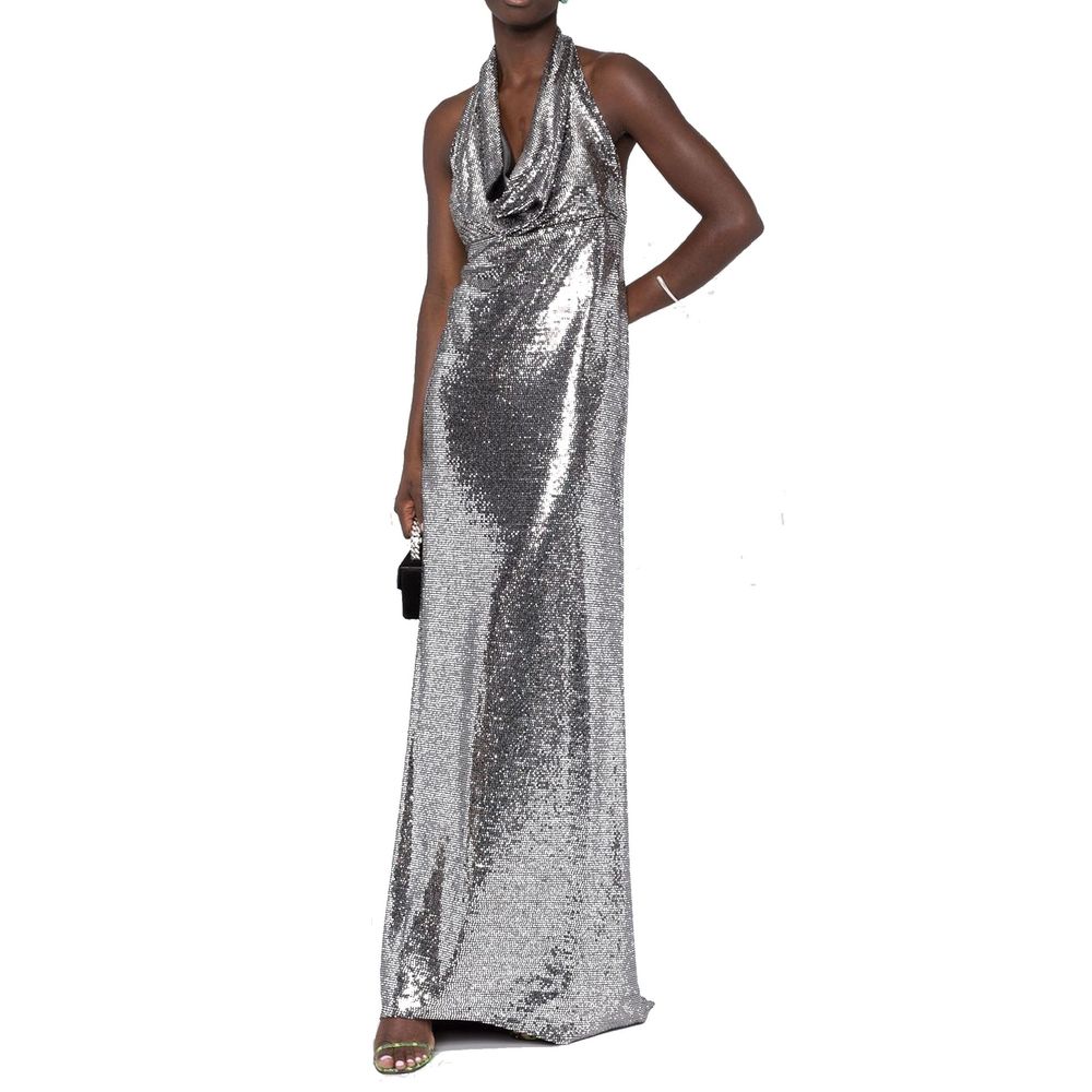 Silver Elastane Cocktail Dress - ventzia