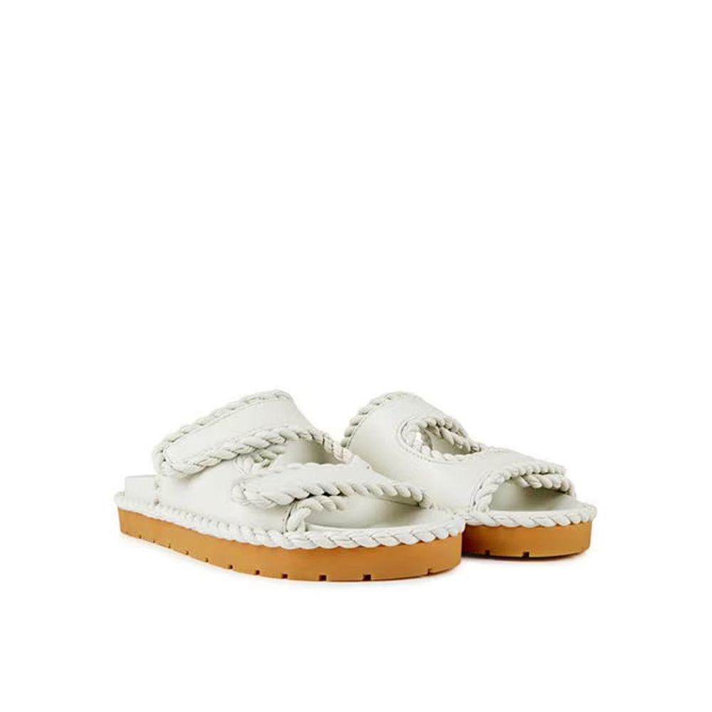 White Lamb Leather Sandals - ventzia