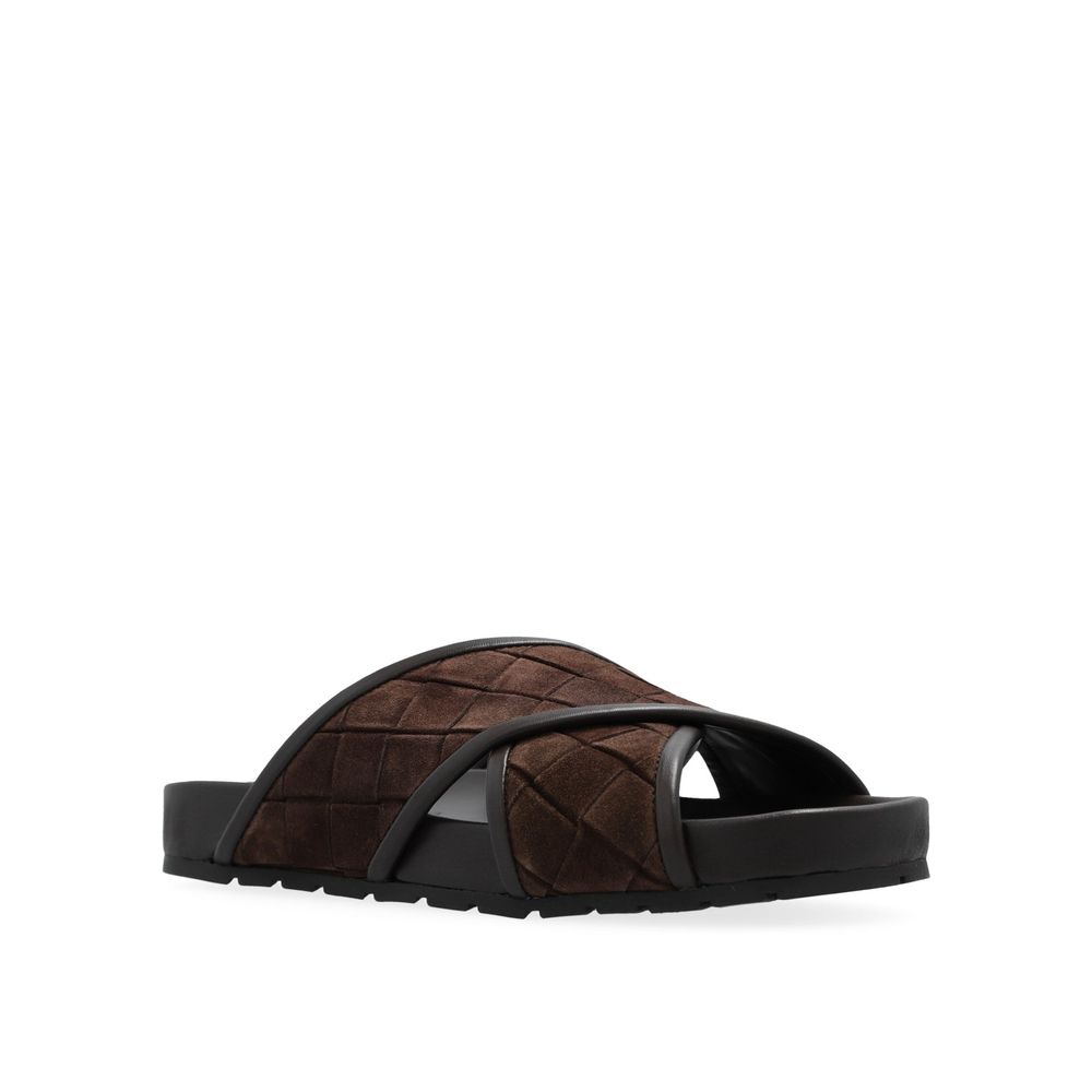 Brown Lamb Leather Sandals - ventzia