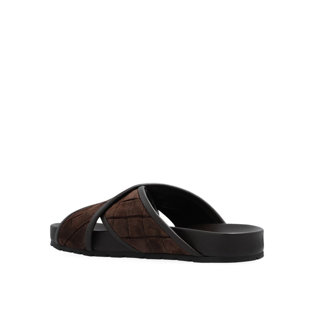 Brown Lamb Leather Sandals - ventzia