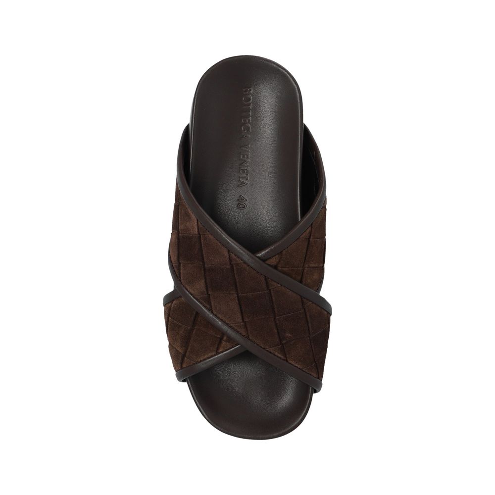 Brown Lamb Leather Sandals - ventzia