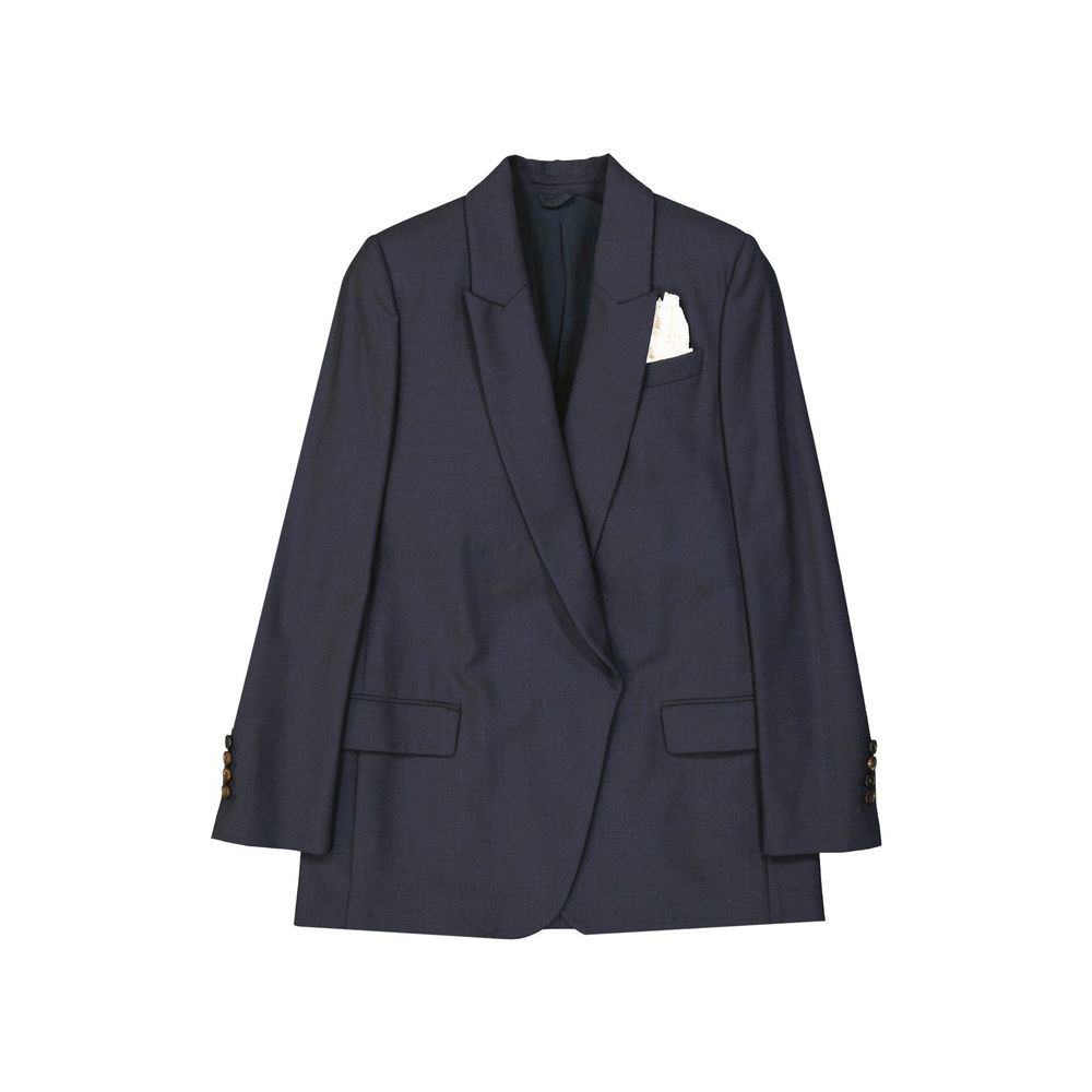 Blue Virgin Wool Jackets And Coat - ventzia