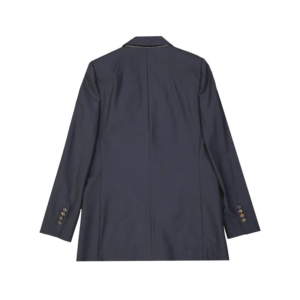 Blue Virgin Wool Jackets And Coat - ventzia
