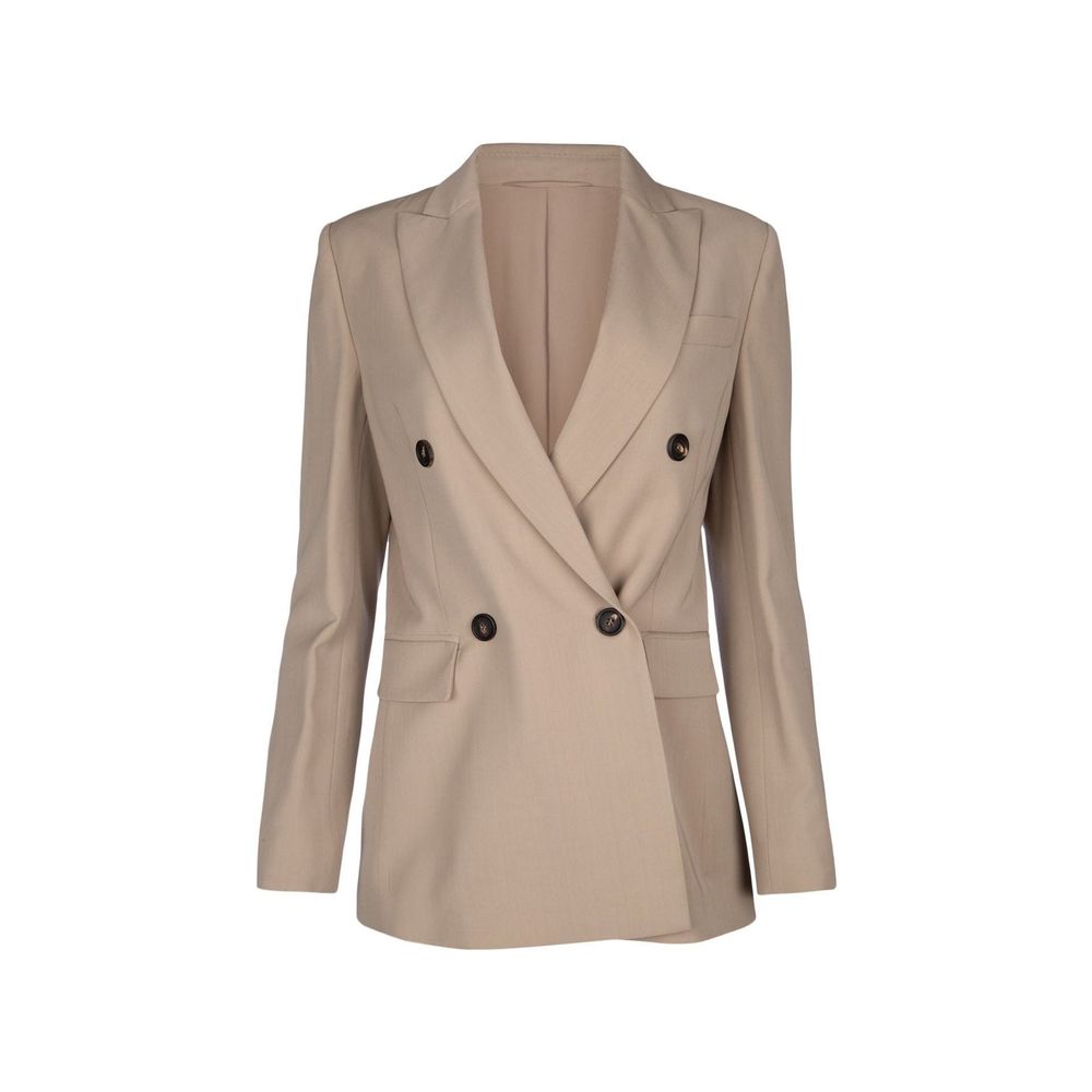 Beige Virgin Wool Coat - ventzia