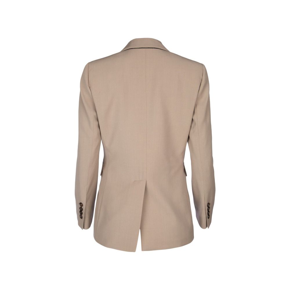 Beige Virgin Wool Coat - ventzia