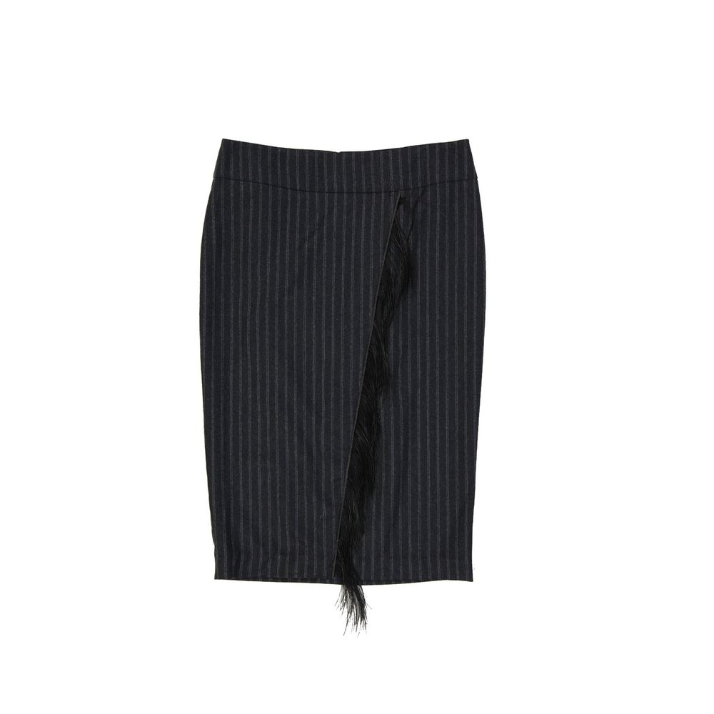 Gray Virgin Wool Long Skirt - ventzia