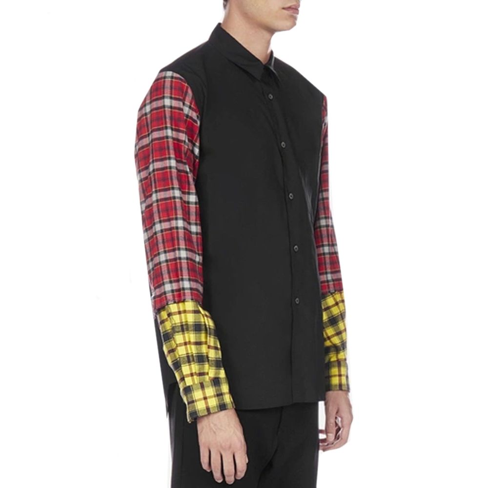 Black Cotton Pattern Shirt - ventzia