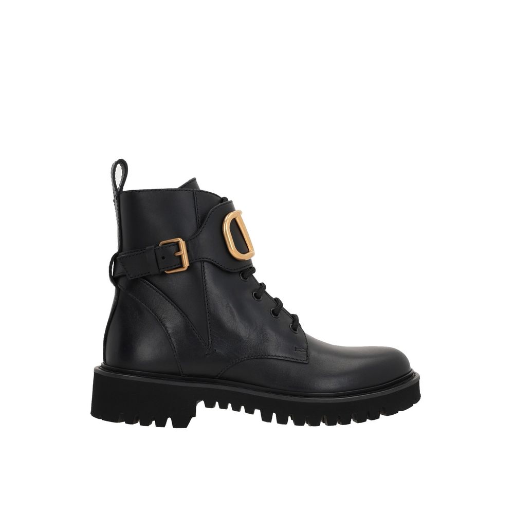 Black Calfskin Lace-Up Boots - ventzia