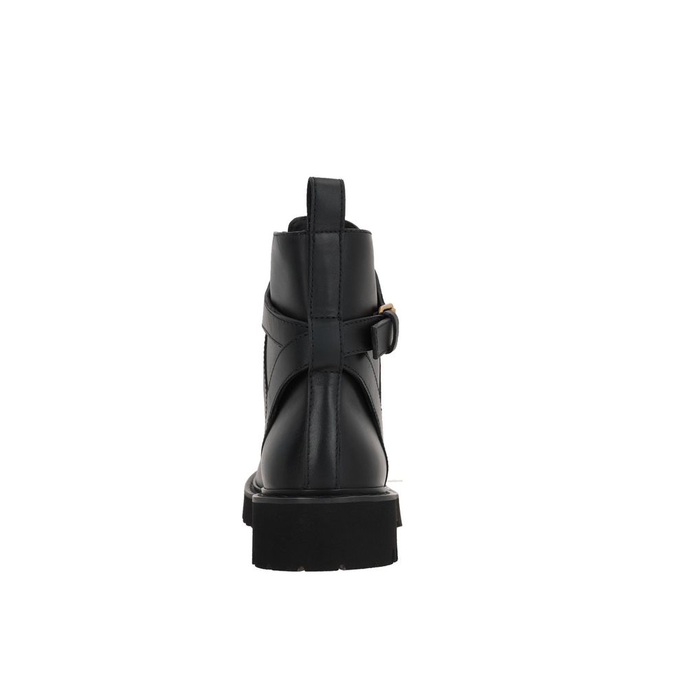 Black Calfskin Lace-Up Boots - ventzia