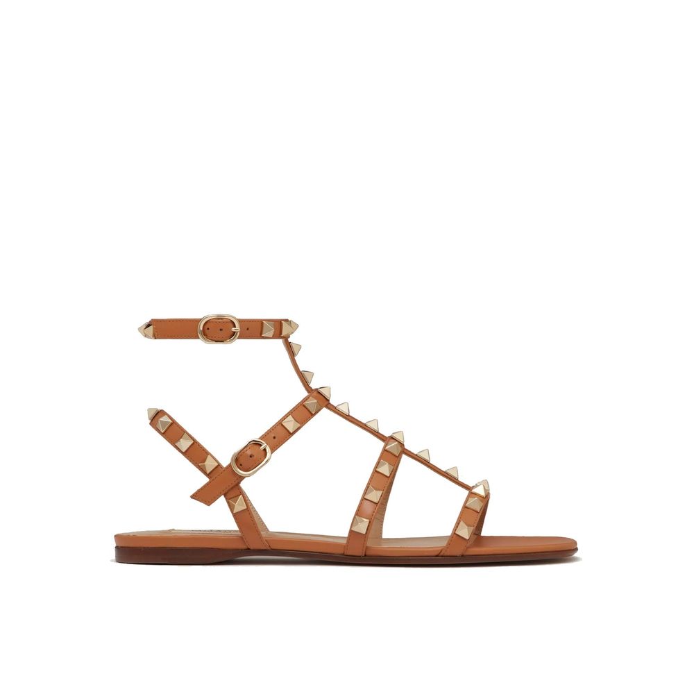 Brown Leather Strap-On Sandals - ventzia