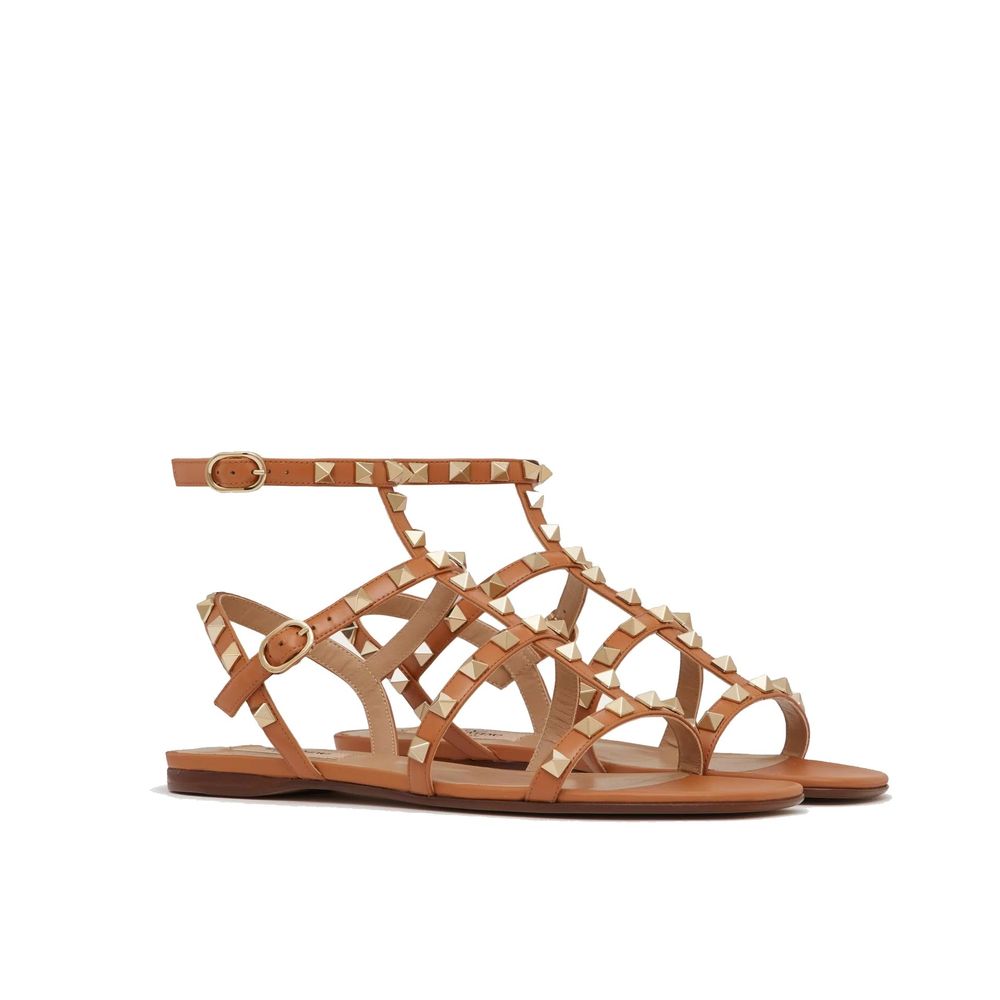 Brown Leather Strap-On Sandals - ventzia