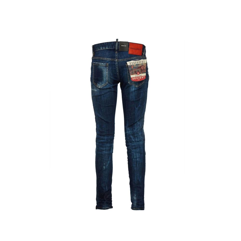 Blue Cotton Slim Fit Jeans - ventzia