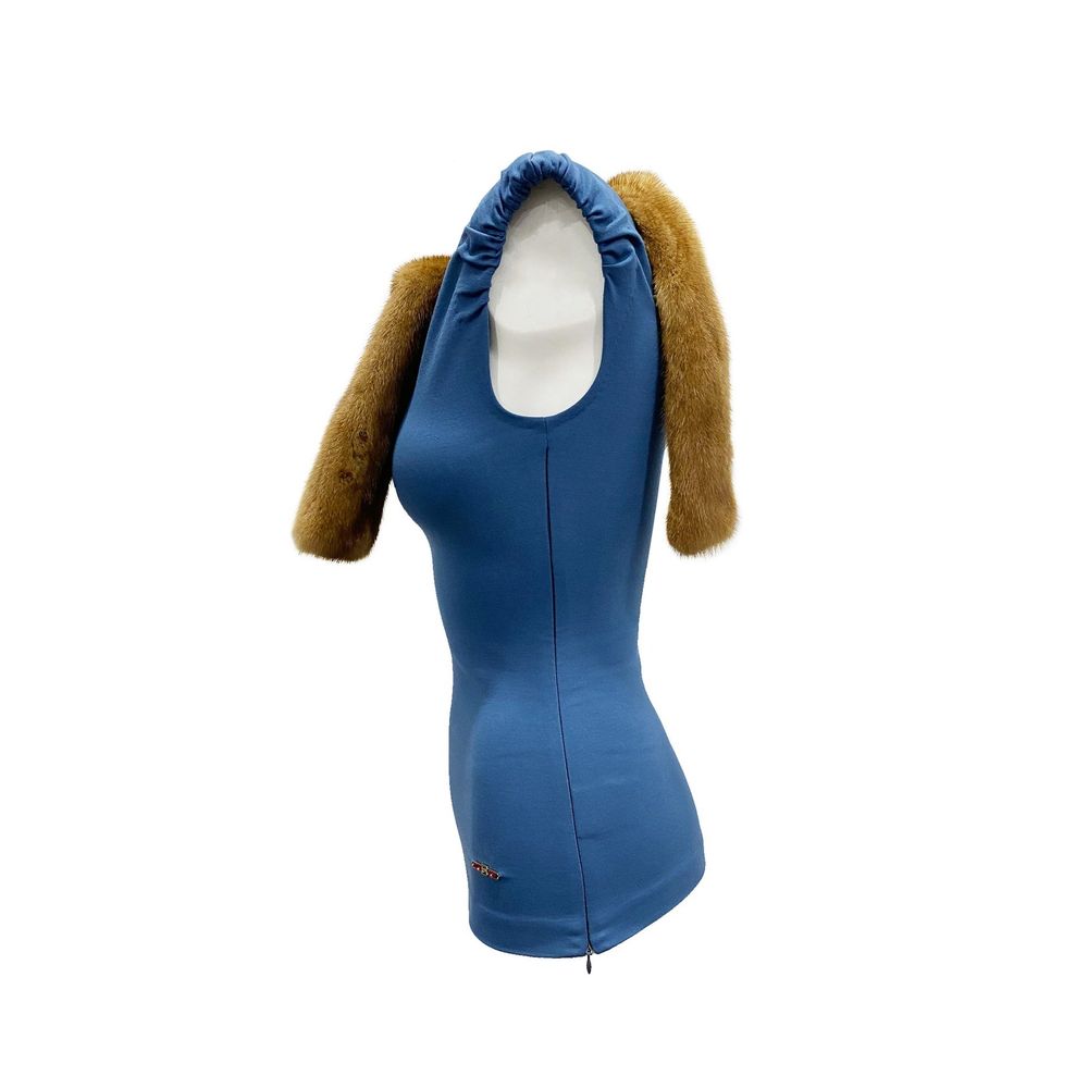 Blue Viscose Tank Tops - ventzia