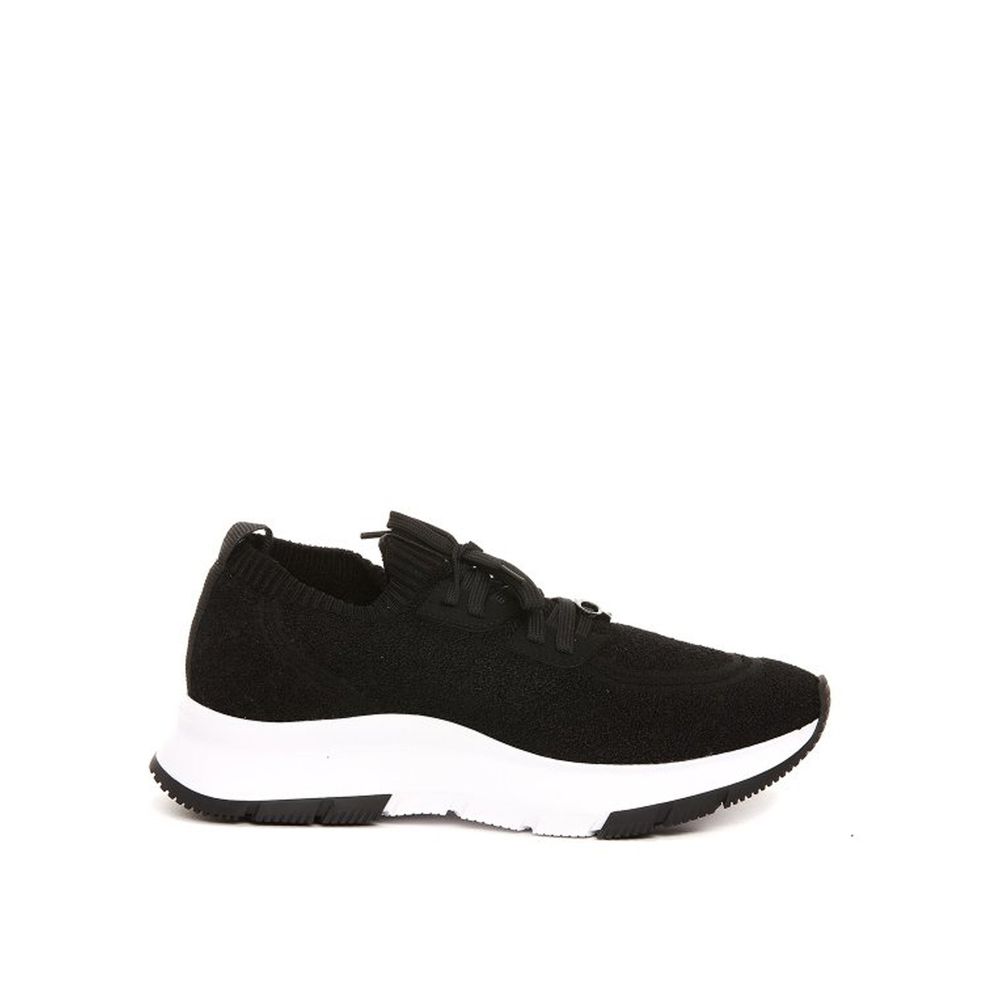Black Fabric Athletic Sneakers - ventzia