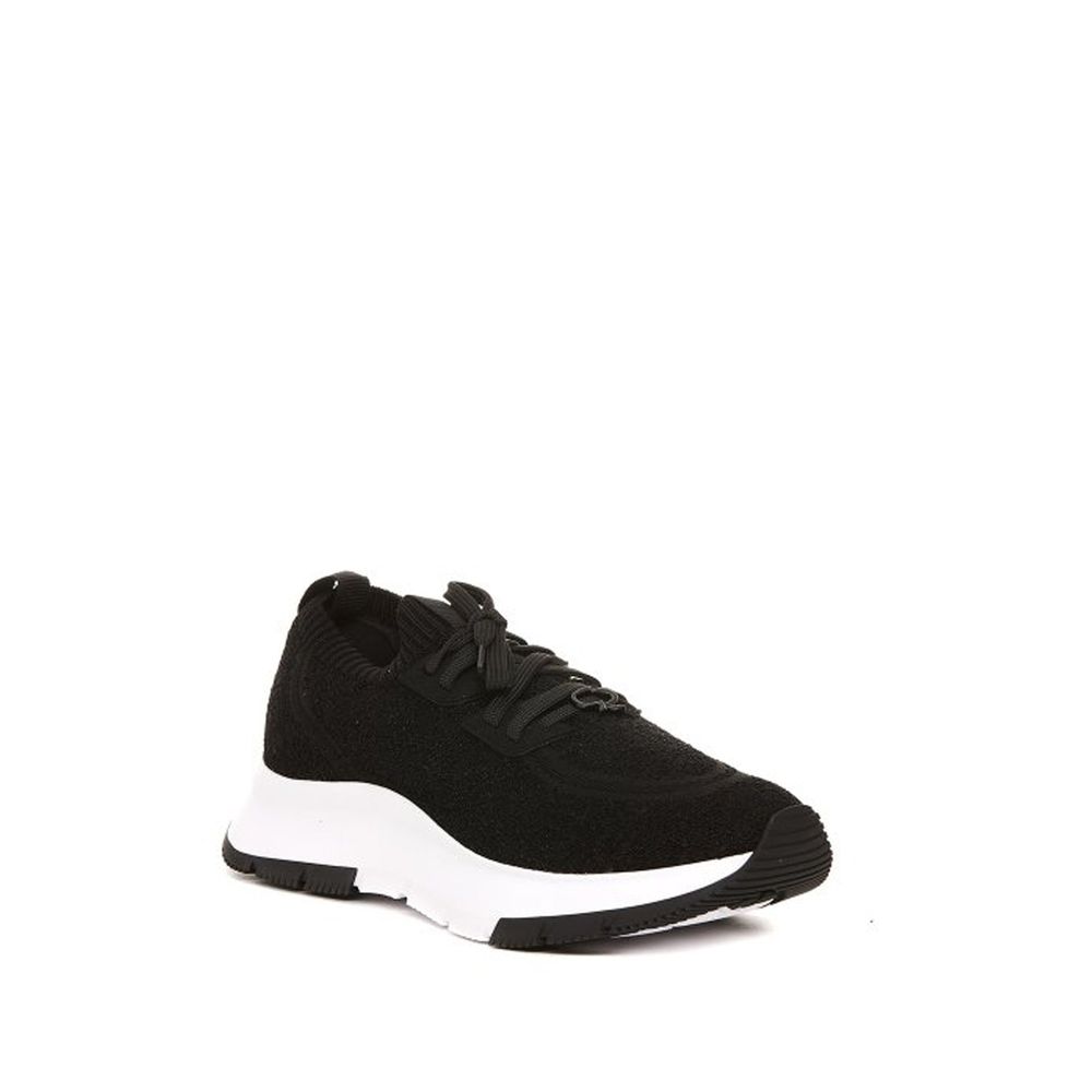 Black Fabric Athletic Sneakers - ventzia