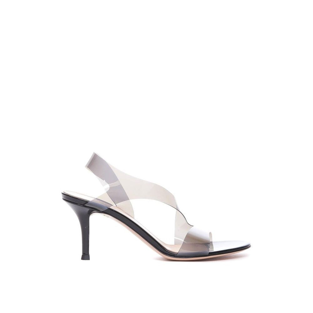 Black Rubber Stiletto Heel Sandals - ventzia